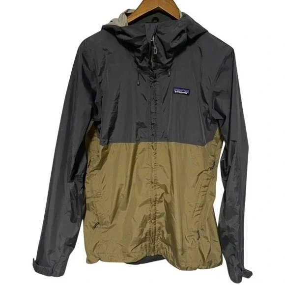 Patagonia Mens Sz S Houdini Full Zip Lightweight‎ Windbreaker Jacket Gray Khaki